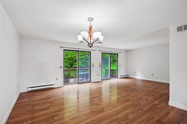 Chandelier, Empty room, Interior, Wood Texture Flooring
