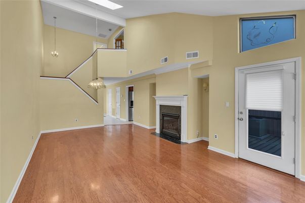 Fireplace, Interior, Pendant Lights, Wood Texture Flooring