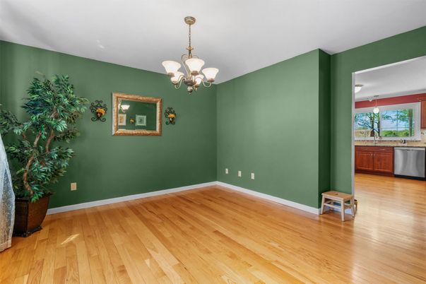 Chandelier, Empty room, Interior, Kitchen, Wood Texture Flooring