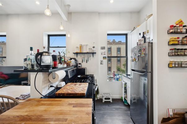 Interior, Kitchen, Pendant Lights, Recessed Lighting, Wood Texture Flooring