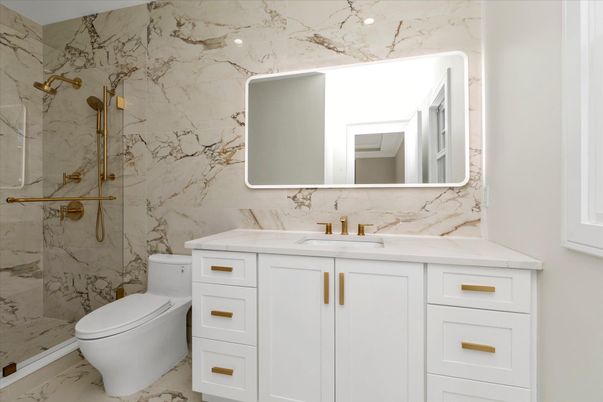 Bathroom, Glass Shower, Interior, Marble, Marble Walls