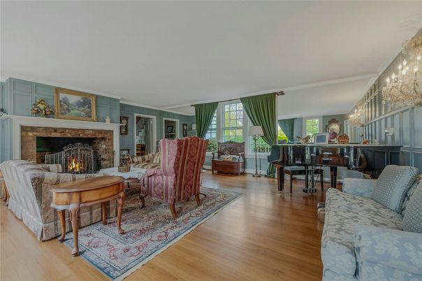 Fireplace, Interior, Living room, Piano, Wood Texture Flooring