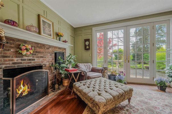 Fireplace, Interior, Living room, Stone Walls, Wood Texture Flooring