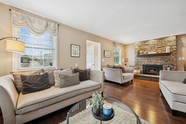 Fireplace, Interior, Living room, Stone Walls, Wood Texture Flooring