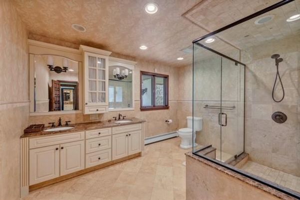 Bathroom, Dual Sink Vanities, Glass Shower, Interior, Recessed Lighting