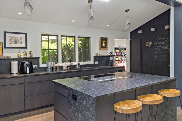 Interior, Kitchen, Pendant Lights, Recessed Lighting, Wood Texture Flooring