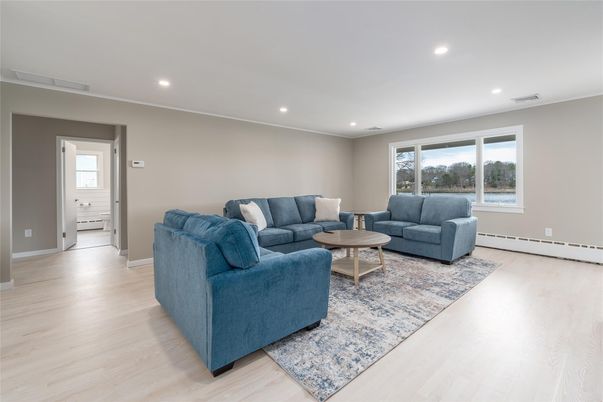 Interior, Living room, Recessed Lighting, Wood Texture Flooring