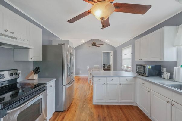 Interior, Kitchen, Stainless Steel Appliances, Wood Texture Flooring