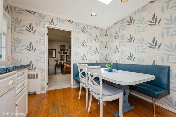 Dining room, Interior, Recessed Lighting, Wood Texture Flooring
