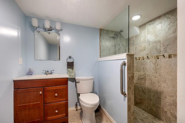 Bathroom, Glass Shower, Interior, Recessed Lighting