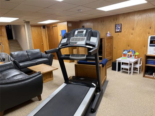 Fitness Equipment, Interior, Recessed Lighting, Wooden Walls