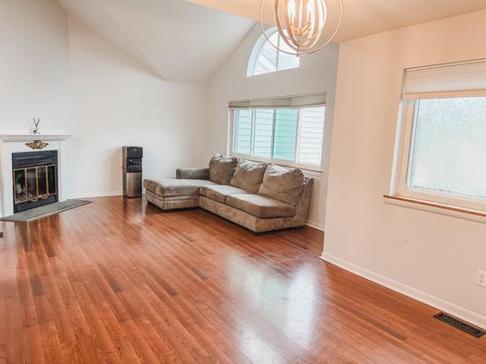 Fireplace, Interior, Pendant Lights, Wood Texture Flooring