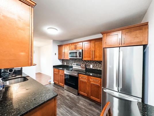 Interior, Kitchen, Stainless Steel Appliances, Wood Texture Flooring