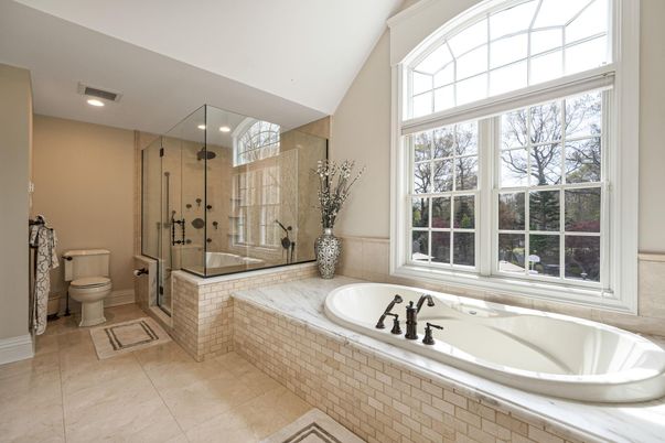 Bathroom, Glass Shower, Interior, Recessed Lighting
