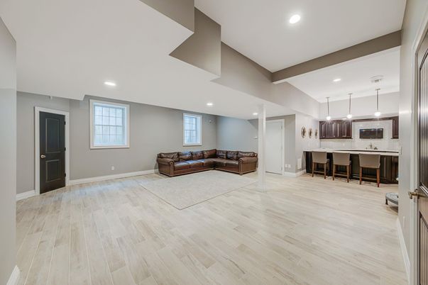 Interior, Kitchen, Living room, Pendant Lights, Recessed Lighting, Wood Texture Flooring