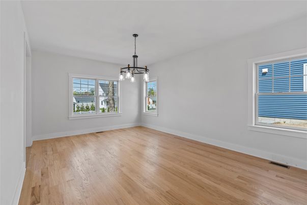Empty room, Interior, Pendant Lights, Wood Texture Flooring