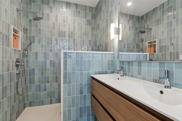Bathroom, Glass Shower, Interior, Recessed Lighting
