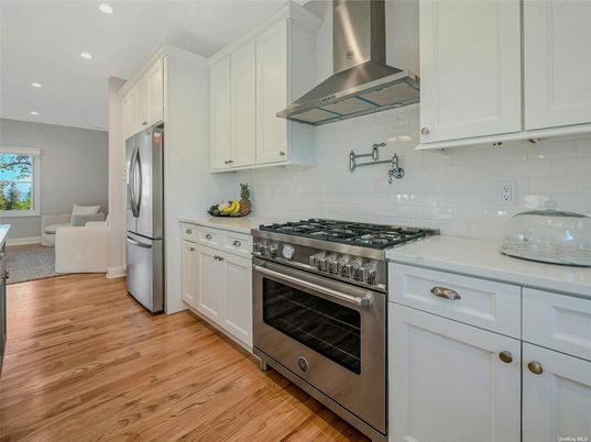 Interior, Kitchen, Living room, Recessed Lighting, Stainless Steel Appliances, Wood Texture Flooring