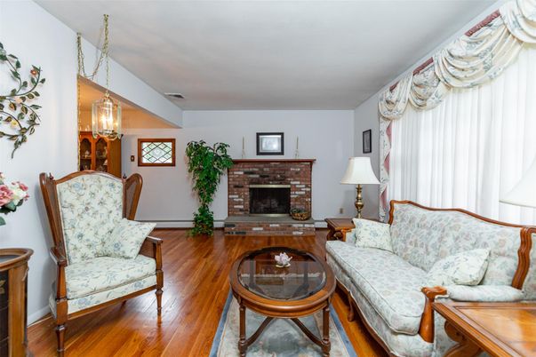 Dining room, Fireplace, Interior, Living room, Pendant Lights, Wood Texture Flooring