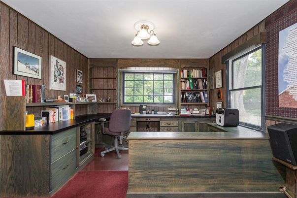 Home Office, Interior, Wood Texture Flooring, Wooden Walls
