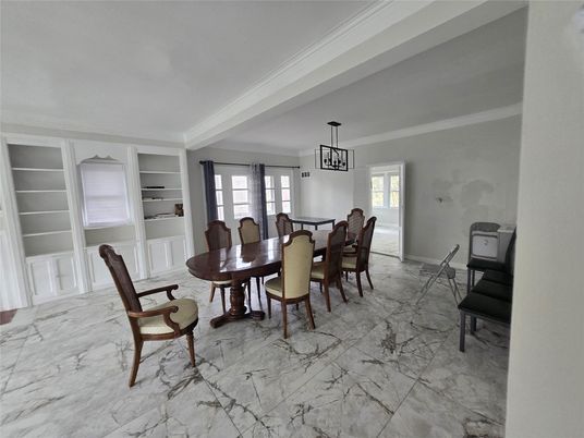 Dining room, Interior, Marble, Pendant Lights
