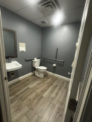 Bathroom, Interior, Recessed Lighting, Wood Texture Flooring