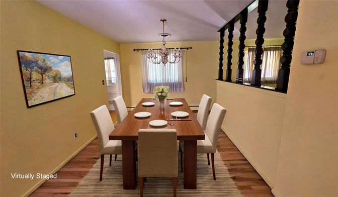 Chandelier, Dining room, Interior, Wood Texture Flooring