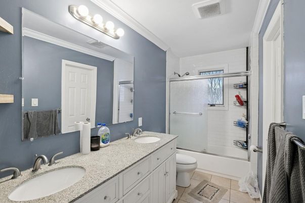 Bathroom, Dual Sink Vanities, Glass Shower, Interior