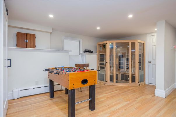 Game Room, Interior, Recessed Lighting, Wood Texture Flooring