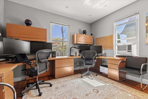 Home Office, Interior, Recessed Lighting, Wood Texture Flooring
