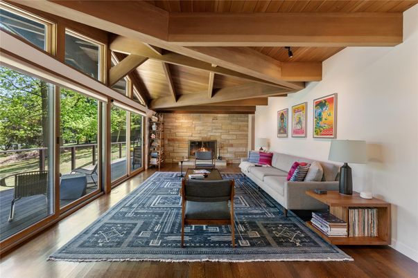 Fireplace, Interior, Living room, Stone Walls, Wooden Beams, Wooden Ceilings, Wood Texture Flooring