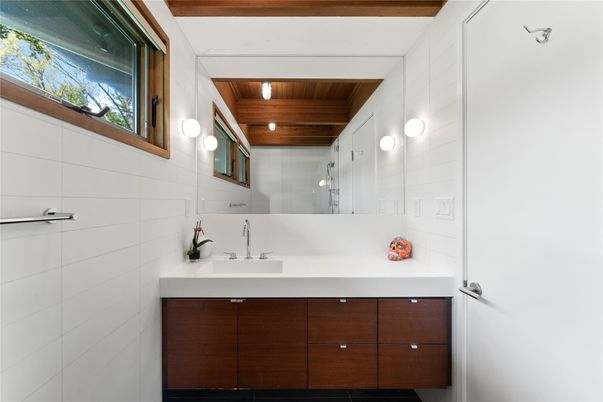 Bathroom, Dual Sink Vanities, Interior, Wooden Beams, Wooden Ceilings