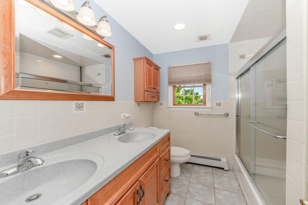 Bathroom, Dual Sink Vanities, Glass Shower, Interior, Recessed Lighting