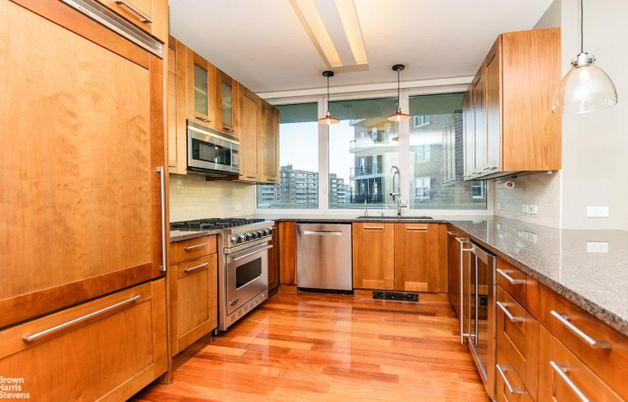 Interior, Kitchen, Pendant Lights, Stainless Steel Appliances, Wood Texture Flooring