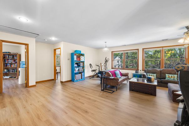 Interior, Living room, Recessed Lighting, Wood Texture Flooring