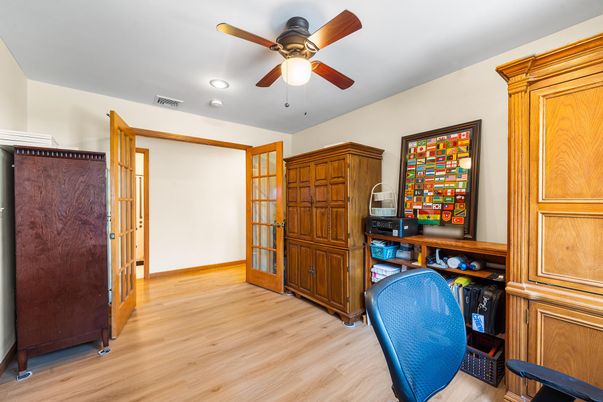 Home Office, Interior, Recessed Lighting, Wood Texture Flooring