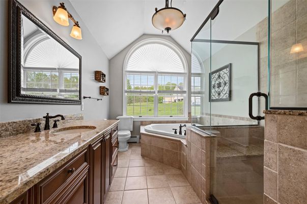 Bathroom, Dual Sink Vanities, Glass Shower, Interior