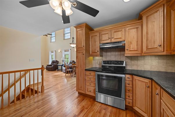 Interior, Kitchen, Living room, Stainless Steel Appliances, Wood Texture Flooring