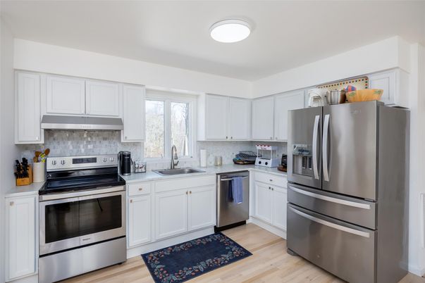 Interior, Kitchen, Stainless Steel Appliances, Wood Texture Flooring