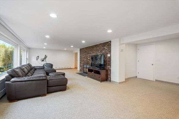 Interior, Living room, Recessed Lighting, Stone Walls