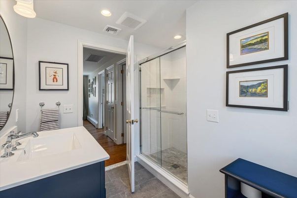 Bathroom, Glass Shower, Interior, Recessed Lighting