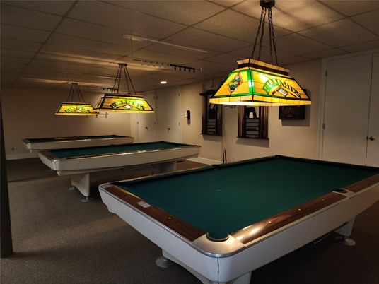 Billiard Table, Game Room, Interior, Pendant Lights, Recessed Lighting