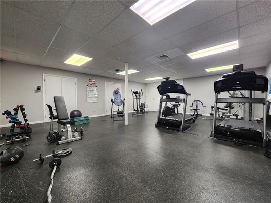 Fitness Equipment, Gym, Interior, Recessed Lighting