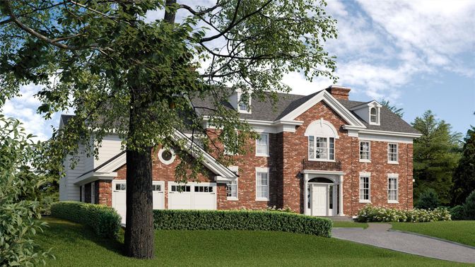 Attached, Exterior, Facade, Brick Facade, Brick Traditional