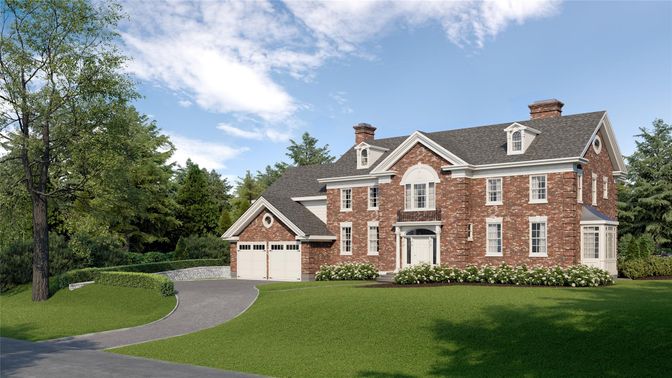 Attached, Exterior, Facade, Brick Facade, French Provincial