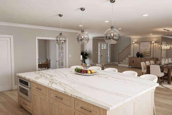 Dining room, Interior, Pendant Lights, Recessed Lighting, Wood Texture Flooring
