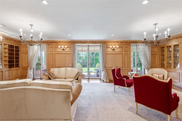 Chandelier, Interior, Living room, Recessed Lighting, Wooden Walls