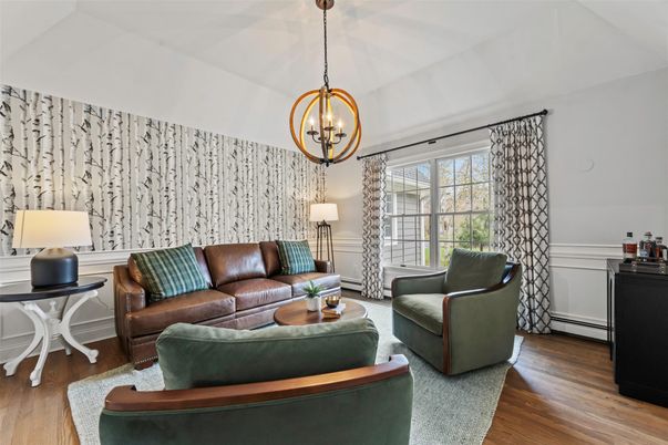 Interior, Living room, Pendant Lights, Wood Texture Flooring