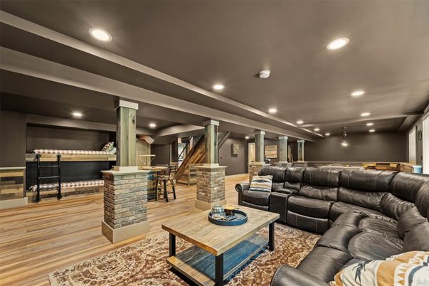 Interior, Living room, Recessed Lighting, Wood Texture Flooring