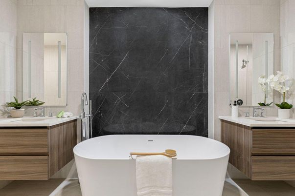 Bathroom, Free Standing Baths, Interior, Marble Walls